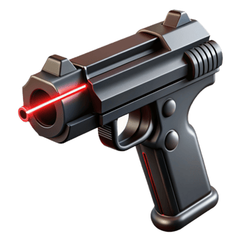 impressive contemporary Laser pistol, sleek, black, red laser sight professional png