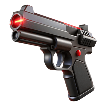 beautiful traditional Laser pistol, sleek, black, red laser sight authentic png