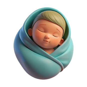 dramatic traditional Sleeping baby, swaddled in blanket, high quality png