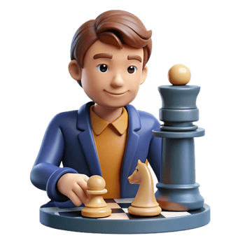 stunning classic Concentrated chess player, making a move, genuine png