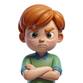 magnificent creative Angry child, arms crossed, detailed png