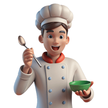 serene creative Chef, tasting food with a spoon, original png