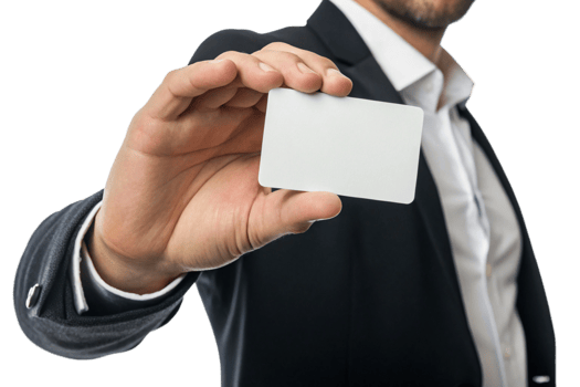 Businessman Holding Blank White Card Showing Business Opportunity and Success png
