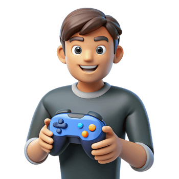 stunning creative Gamer, holding a controller, 4K png