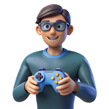 elegant artistic Gamer, holding a controller, 4K png