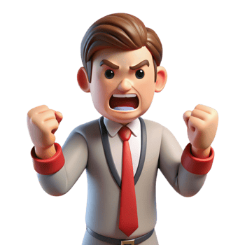 elegant artistic Angry businessman, clenched fists, red tie, 4K png