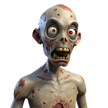 beautiful classic Zombie, decaying flesh, vacant eyes, premium png