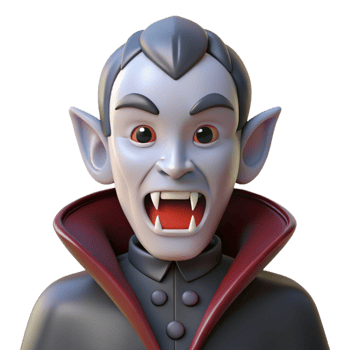 magnificent minimalist Vampire, pale skin, fangs, detailed png