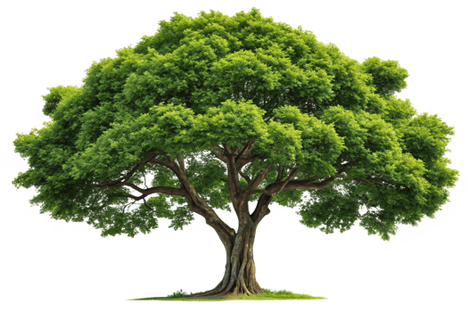 Majestic Green Tree with Lush Foliage and Thick Trunk in Nature png