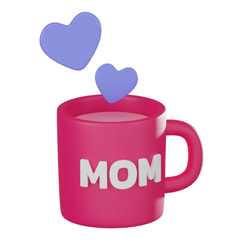 3D render, Love mom moments of mothe day, cup with milk drinks png