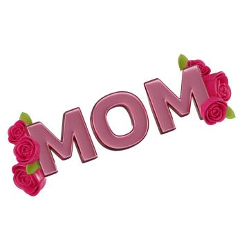 3D Rrender Typography Mom with Flowers for Mother Day. Icon illustration png