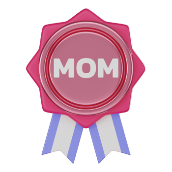 3D render, Elegant Mom Badge Icon for Awards for Mother Day, Icon Illustration png