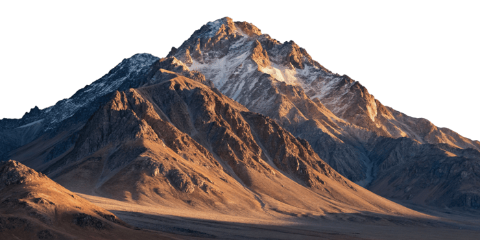 Majestic Mountain Landscape at Sunrise Golden Hour Dramatic Peaks Snow Capped Summit png