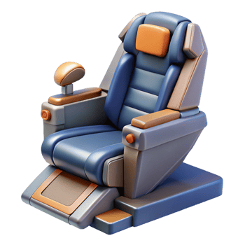 impressive creative Spaceship pilot seat, ergonomic design, control stick detailed png
