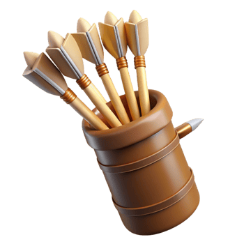impressive minimalist A quiver full of arrows, fletched with eagle feathers high quality png