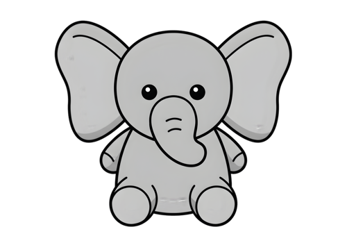 Cute Grey Elephant Cartoon Illustration png