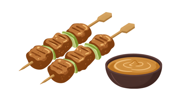 Grilled Satay Skewers with Peanut Sauce png