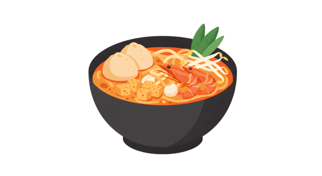Delicious Asian Noodle Soup In Bowl png