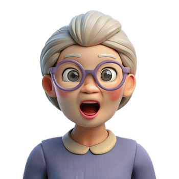vibrant rustic Surprised senior woman with glasses, detailed png