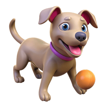 dramatic rustic Playful dog fetching a ball, authentic png