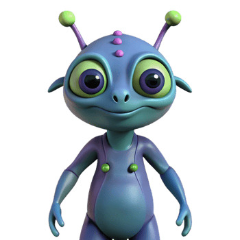 impressive minimalist Alien creature with unique characteristics, detailed png