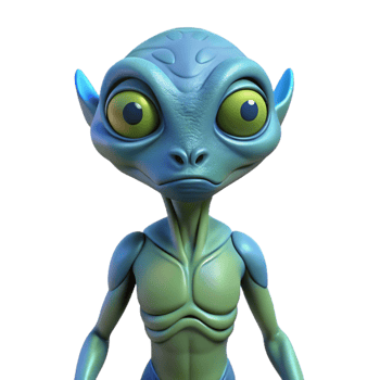 magnificent minimalist Alien creature with unique characteristics, authentic png