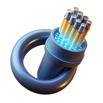 wonderful artistic A fiber optic cable, glowing with data genuine png