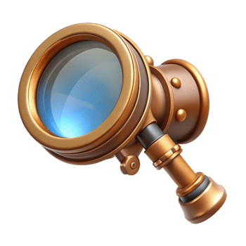 dramatic classic Steampunk monocle with a brass frame and adjustable lens 4K png