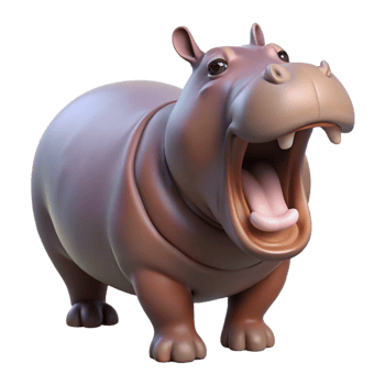 serene classic A hippopotamus, yawning original png