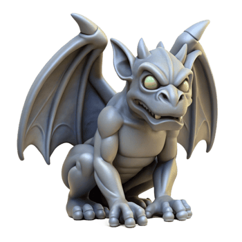 elegant classic Stone gargoyle, grotesque, winged, detailed png