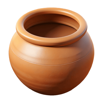 stunning modern Terracotta pot, large, round, genuine png