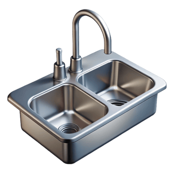 magnificent rustic Modern sink, stainless steel, double basin, high resolution png