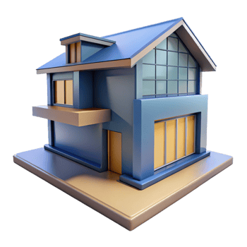 stunning vintage 3D rendering of a modern house, professional png