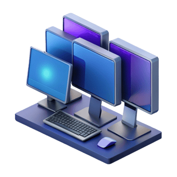 magnificent abstract A powerful desktop computer with multiple monitors authentic png