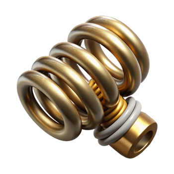 serene modern Steampunk spring with tightly coiled metal and ornate ends professional png