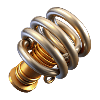 dramatic modern Steampunk spring with tightly coiled metal and ornate ends exclusive png