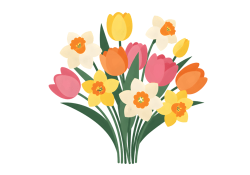 Colorful Spring Bouquet Of Tulips And Daffodils png
