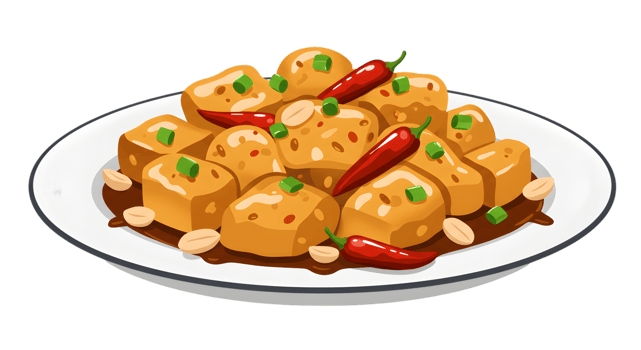 Spicy Crispy Tofu Stir-Fry Illustration png