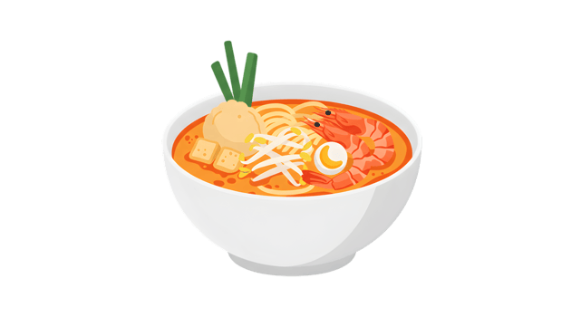 Pixelated Illustration Of A Bowl Of Malaysian Noodle Soup png