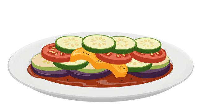 A plate of vegetables with cheese and sauce png