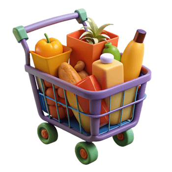 stunning abstract A shopping cart full of groceries, original png
