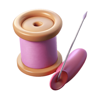 magnificent classic A needle and thread, poised for sewing, exclusive png