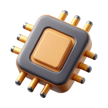 stunning minimalist Microchip with gold connectors 4K png