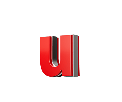 Vibrant Red Small Letter u Gleams With Its Sleek Metallic Design With Sharp Edges 3D Illustration png