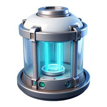 dramatic artistic Cryogenic chamber, futuristic design, transparent original png