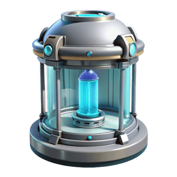 dramatic minimalist Cryogenic chamber, futuristic design, transparent high quality png