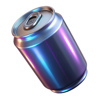 impressive modern Energy drink can, futuristic label, metallic finish exclusive png