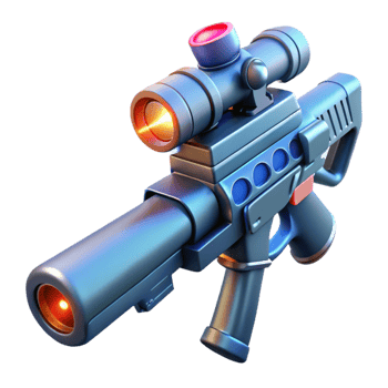 beautiful minimalist Laser rifle with targeting scope high quality png