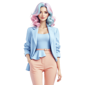 A woman with pink hair and blue jacket png