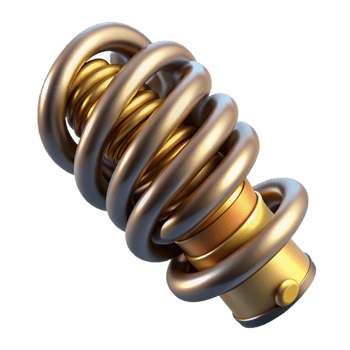 elegant artistic Steampunk spring with tightly coiled metal and brass ends authentic png